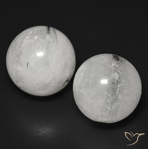 Gemas de Cuarzo rutilo Claro con negro natural de 27.41 ct, Esfera / Bola, Translúcido