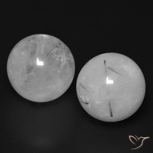 Gemas de Cuarzo rutilo Blanco grisáceo natural de 25.19 ct, Esfera / Bola, Translúcido