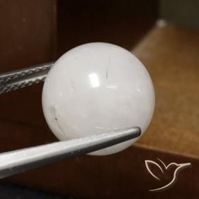 Cuarzo rutilo Blanco grisáceo natural de 12.72 ct, Esfera / Bola, Translúcido