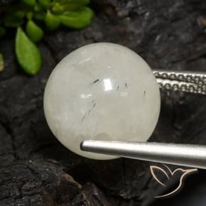 Cuarzo rutilo Claro con negro natural de 11.38 ct, Esfera / Bola, Translúcido