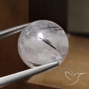 Cuarzo rutilo Claro con negro natural de 14.19 ct, Esfera / Bola, Translúcido