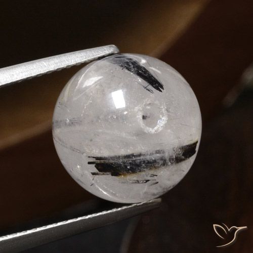 12.31ct Natural Claro con negro Cuarzo rutilo, Esfera / Bola, Translúcido