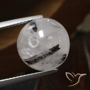 Cuarzo rutilo Claro con negro natural de 12.31 ct, Esfera / Bola, Translúcido