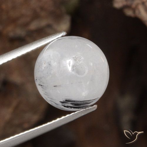 12.16ct Natural Claro con negro Cuarzo rutilo, Esfera / Bola, Translúcido