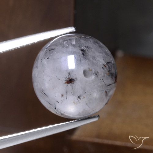 12.36ct Natural Claro con negro Cuarzo rutilo, Esfera / Bola, Translúcido