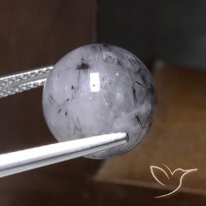 Cuarzo rutilo Claro con negro natural de 12.36 ct, Esfera / Bola, Translúcido