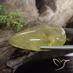 Cuarzo rutilo Amarillo toscana natural de 41.84 ct, En forma de pera, Translúcido