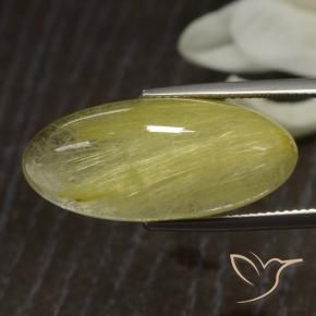 Cuarzo rutilo Amarillo medio natural de 18.94 ct, Ovalada, Translúcido
