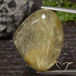 Cuarzo rutilo Amarillo medio natural de 32.98 ct, En forma de pera, Transparente