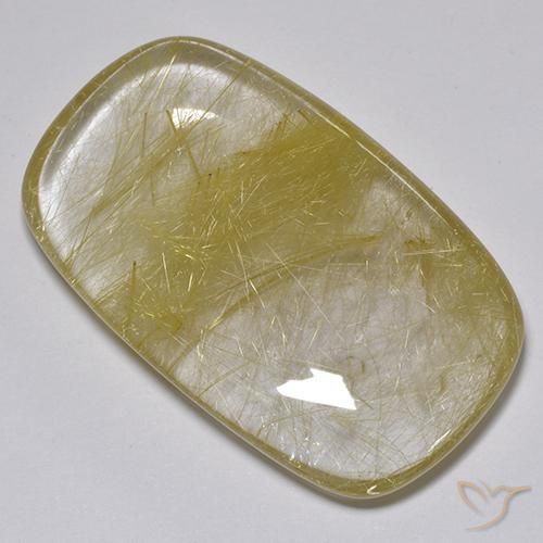 Cuarzo rutilo Amarillo terroso natural de 74.88 ct, Forma Cojín, Translúcido