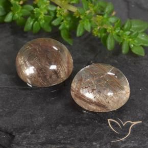 Gemas de Cuarzo rutilo Naranja rojizo oscuro natural de 7.20 ct, Redondo, Transparente