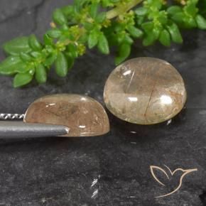 Gemas de Cuarzo rutilo Marrón leonado muy claro natural de 7.14 ct, Redondo, Transparente