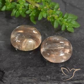 Gemas de Cuarzo rutilo Marrón leonado muy claro natural de 7.24 ct, Redondo, Transparente