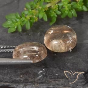 Gemas de Cuarzo rutilo Marrón leonado muy claro natural de 7.24 ct, Redondo, Transparente