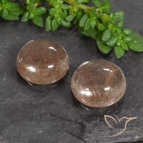 Gemas de Cuarzo rutilo Naranja rojizo oscuro natural de 7.48 ct, Redondo, Transparente