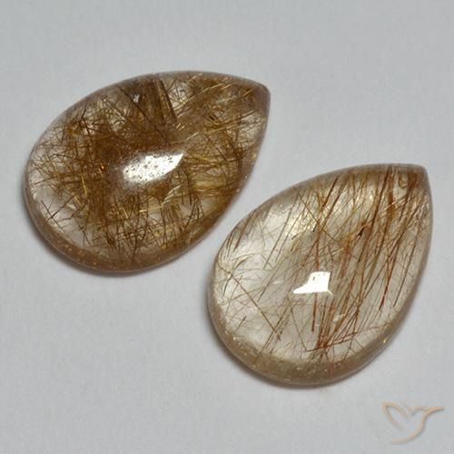 3.65ctw Natural Marrón cálido Cuarzo rutilo, En forma de pera, Transparente