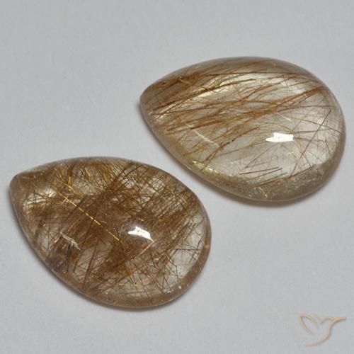 Gemas de Cuarzo rutilo Marrón cálido natural de 3.65 ct, En forma de pera, Transparente