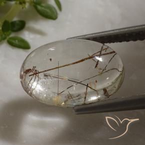 Cuarzo rutilo Claro con cobre natural de 3.42 ct, Ovalada, Transparente