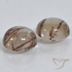 Gemas de Cuarzo rutilo Claro con marrón natural de 2.95 ct, Redondo, Transparente