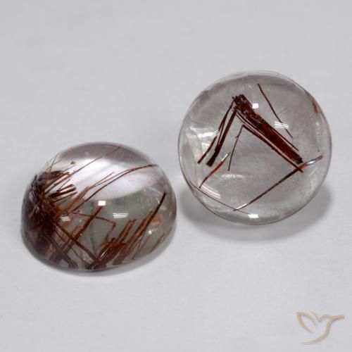 Gemas de Cuarzo rutilo Claro con cobre natural de 5.22 ct, Redondo, Transparente