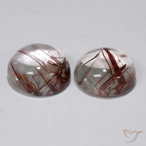 Gemas de Cuarzo rutilo Claro con cobre natural de 5.22 ct, Redondo, Transparente