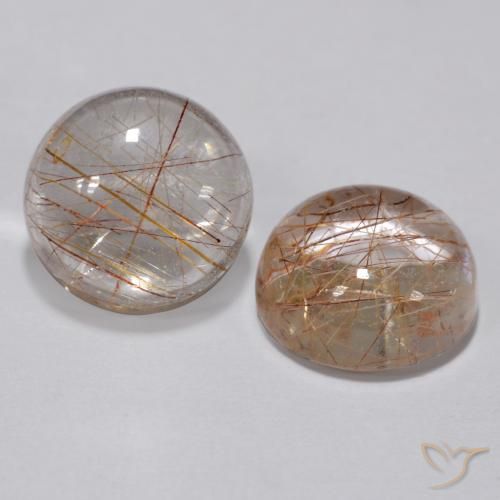6.43ctw Natural Marrón cálido Cuarzo rutilo, Redondo, Transparente