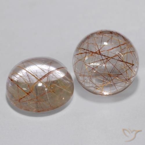 Gemas de Cuarzo rutilo Marrón cálido natural de 6.43 ct, Redondo, Transparente