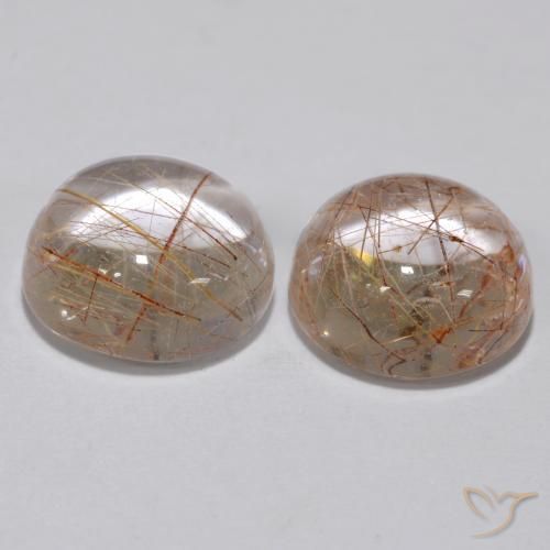 Gemas de Cuarzo rutilo Marrón cálido natural de 6.43 ct, Redondo, Transparente