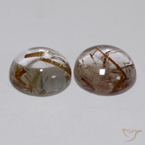 Gemas de Cuarzo rutilo Claro con marrón natural de 4.77 ct, Redondo, Transparente