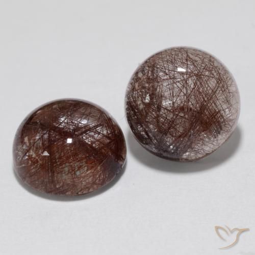 Gemas de Cuarzo rutilo Claro con cobre natural de 6.33 ct, Redondo, Translúcido