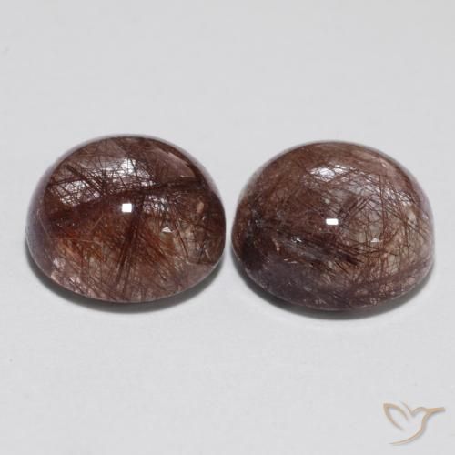 Gemas de Cuarzo rutilo Claro con cobre natural de 6.33 ct, Redondo, Translúcido