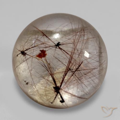 Cuarzo rutilo Claro con marrón natural de 5.45 ct, Redondo, Transparente