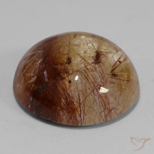 Cuarzo rutilo Claro con marrón natural de 7.37 ct, Redondo, Transparente