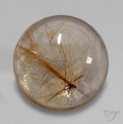 6.49ct Natural Marrón leonado muy claro Cuarzo rutilo, Redondo, Transparente