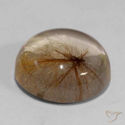 Cuarzo rutilo Marrón leonado muy claro natural de 6.49 ct, Redondo, Transparente