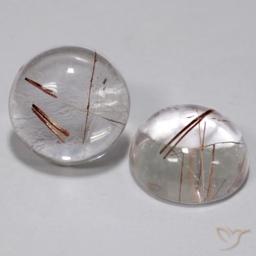 5.74ctw Natural Claro con cobre Cuarzo rutilo, Redondo, Transparente