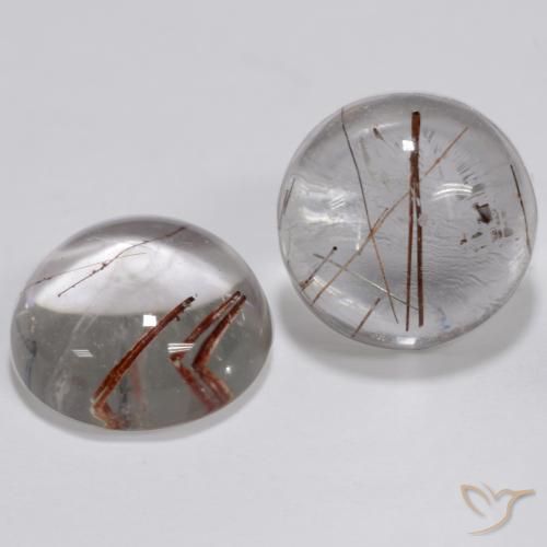 Gemas de Cuarzo rutilo Claro con cobre natural de 5.74 ct, Redondo, Transparente