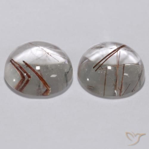 Gemas de Cuarzo rutilo Claro con cobre natural de 5.74 ct, Redondo, Transparente