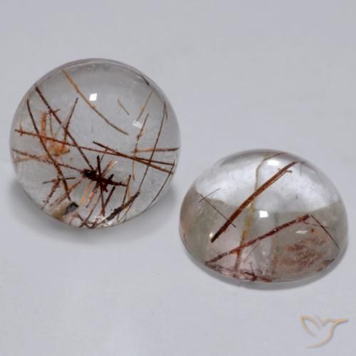 5.29ctw Natural Claro con cobre Cuarzo rutilo, Redondo, Transparente