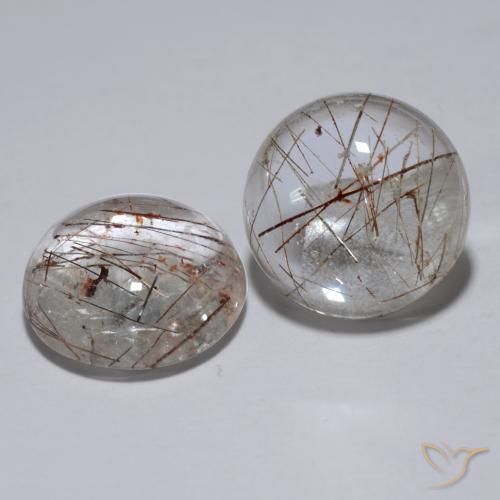 Gemas de Cuarzo rutilo Claro con cobre natural de 11.65 ct, Redondo, Transparente