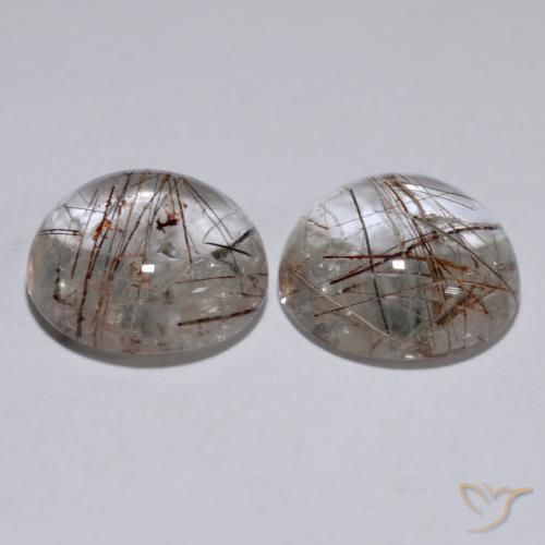 Gemas de Cuarzo rutilo Claro con cobre natural de 11.65 ct, Redondo, Transparente