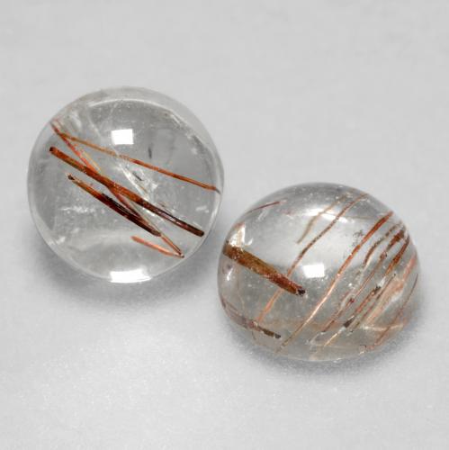 Gemas de cuarzo rutilado blanco natural de 3,11 ct, corte redondo, transparente