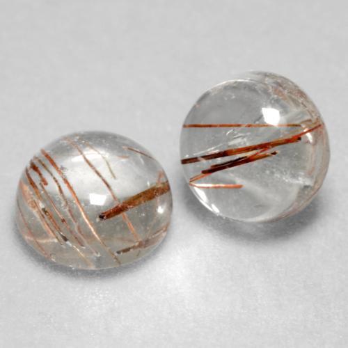 Gemas de cuarzo rutilado blanco natural de 3,11 ct, corte redondo, transparente