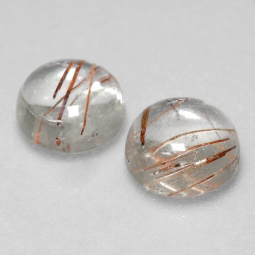 Gemas de cuarzo rutilado blanco natural de 3,11 ct, corte redondo, transparente