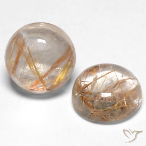 Gemas de Cuarzo rutilo Marrón muy claro natural de 2.96 ct, Redondo, Transparente
