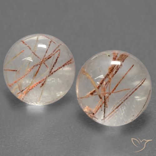 3.64ctw Natural Claro con cobre Cuarzo rutilo, Redondo, Transparente