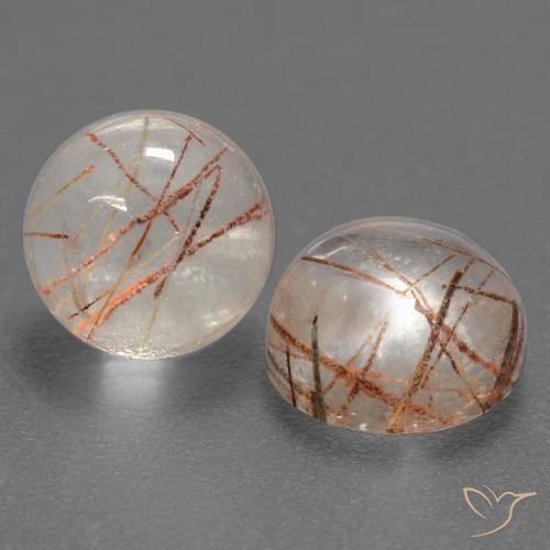 Gemas de Cuarzo rutilo Claro con cobre natural de 3.64 ct, Redondo, Transparente