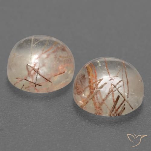 Gemas de Cuarzo rutilo Claro con cobre natural de 3.64 ct, Redondo, Transparente