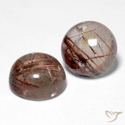 Gemas de Cuarzo rutilo Claro con marrón natural de 3.33 ct, Redondo, Transparente
