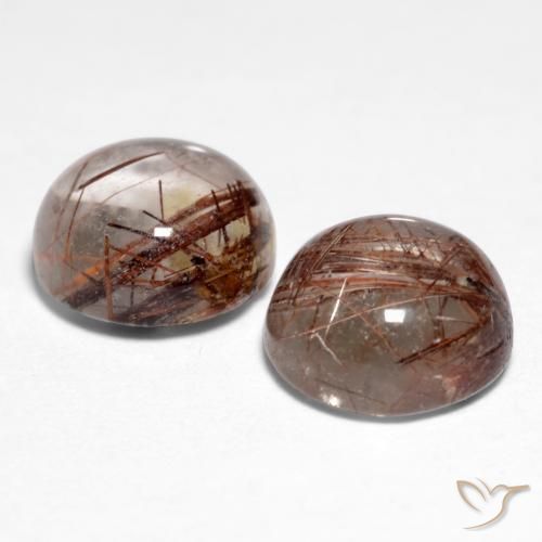 Gemas de Cuarzo rutilo Claro con marrón natural de 3.33 ct, Redondo, Transparente